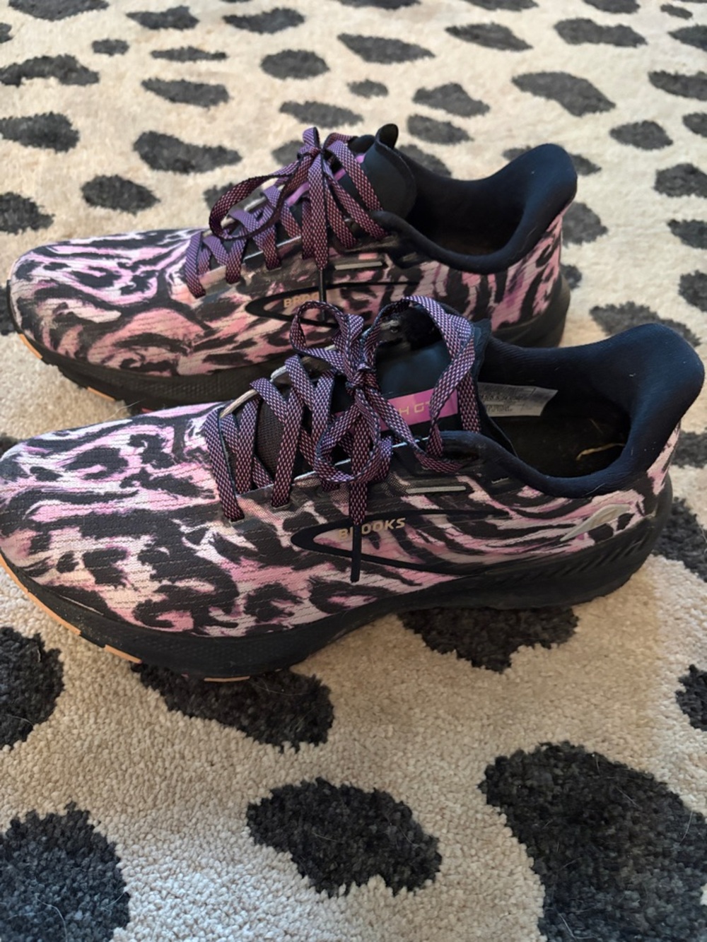 Brooks Women's Pink and Black Zebra-Print Running Shoes